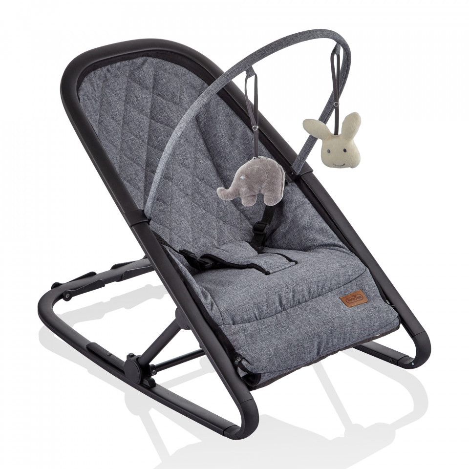 Fotoliu balansoar BabyJem Gri, ergonomic Scandinav