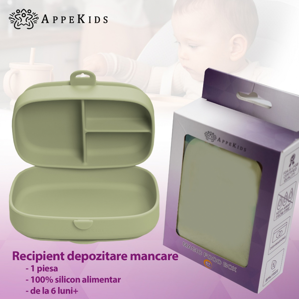 Caserola AppeKids cu ventuza, Bubble Beige - imagine 3