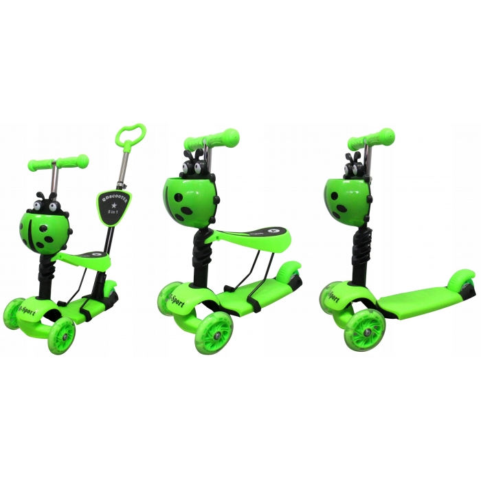Trotineta 5 in 1 R-Sport H3 Verde, 3 Roti LED