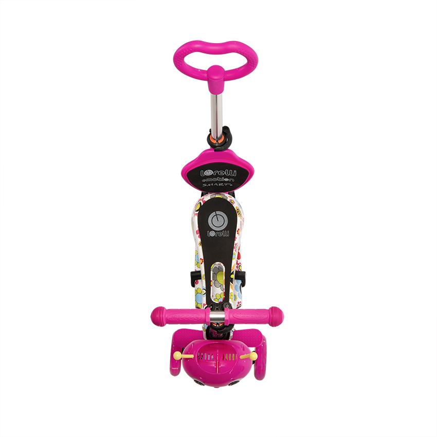Trotineta Lorelli Pink Flowers 3 Roți LED, Scaun și Mâner - imagine 4
