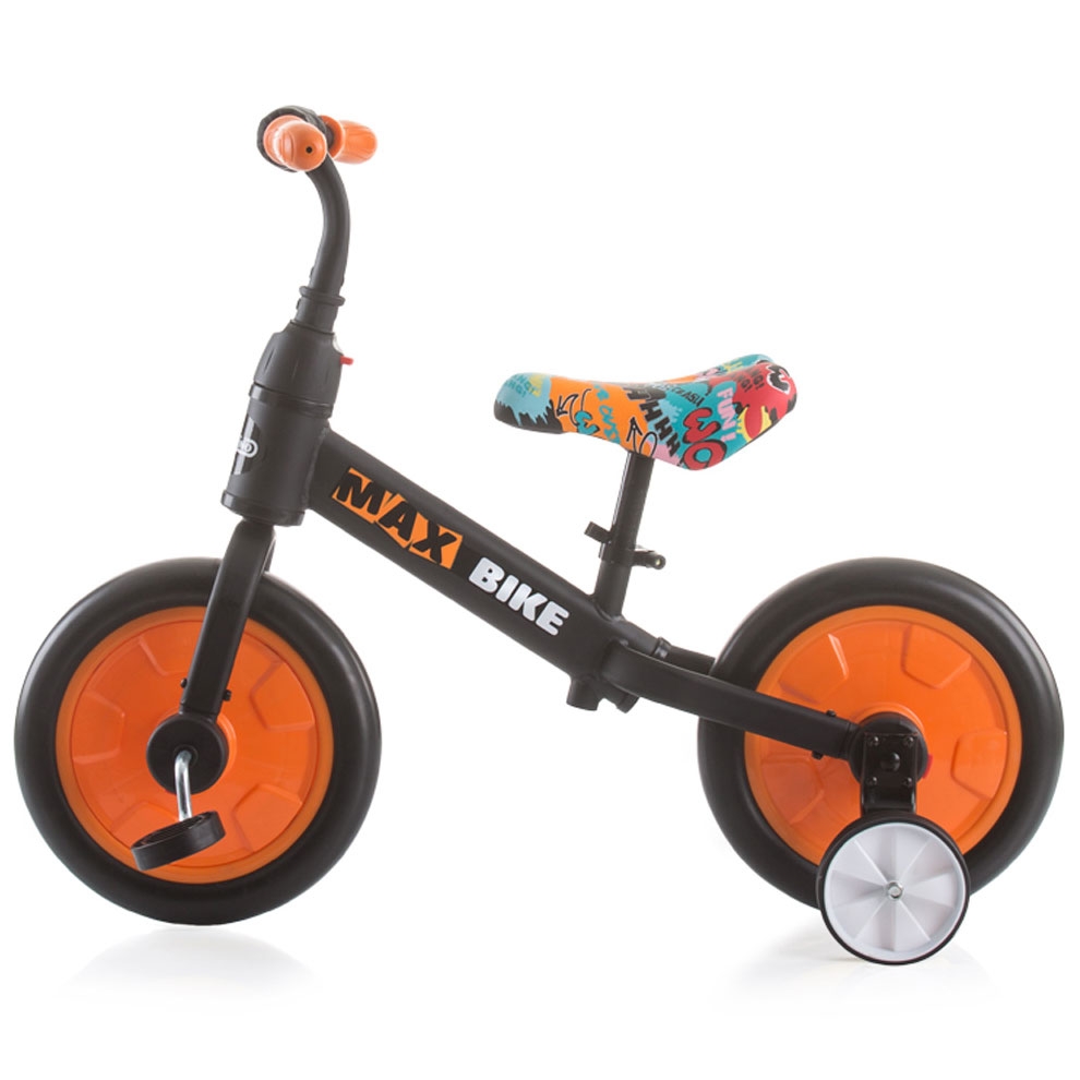 Bicicleta Chipolino Max Bike Orange 10" cu Roti Ajutatoare