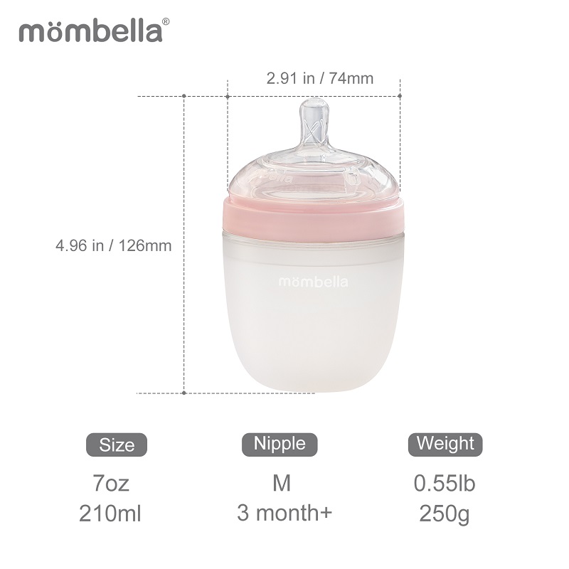 Biberon Anticolici Mombella 210ml, Old Roze - imagine 3