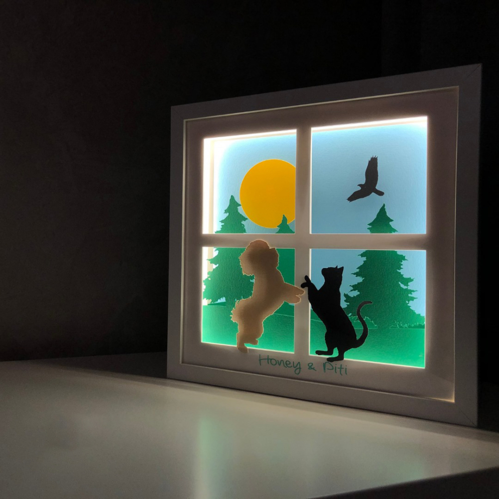 Tablou Luminos Caine și Pisica - Noorhandmadeatelier