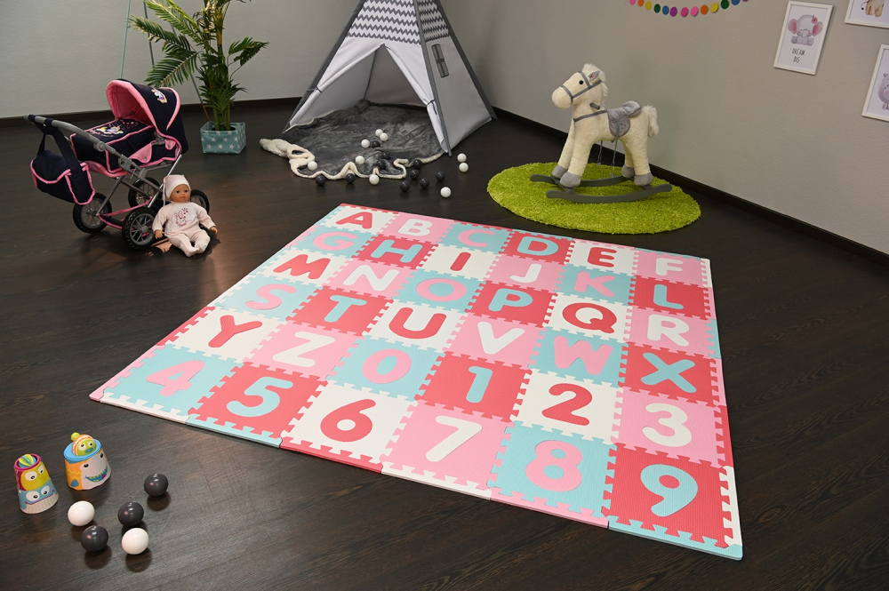 Covor Puzzle Knorr Rosa cu Litere și Cifre - imagine 4