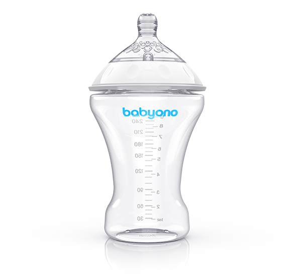 Biberon Anti-Colici Babyono 260ml Natural - imagine 4