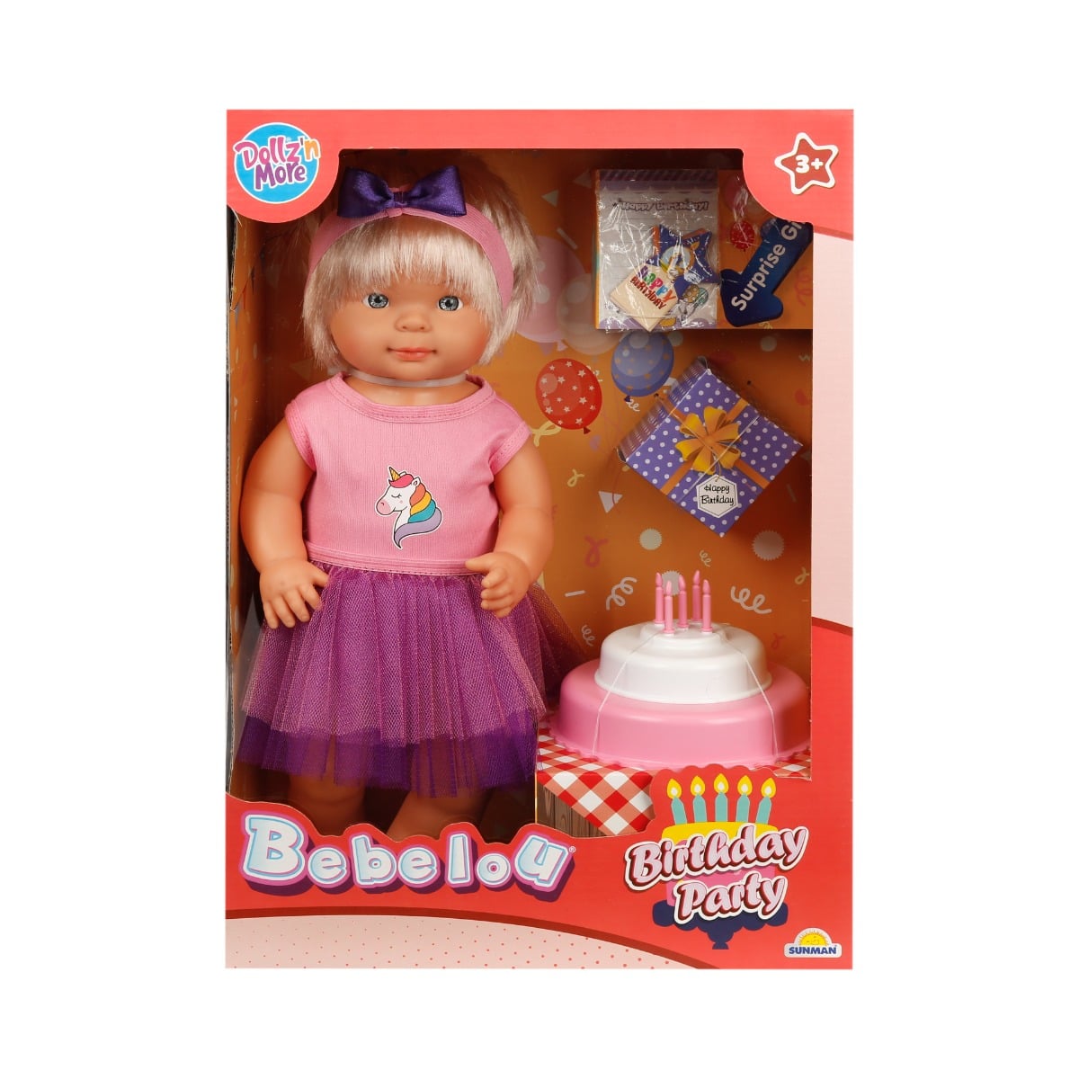 Papusa Bebelus Fusta Violet Dollz, 40 cm