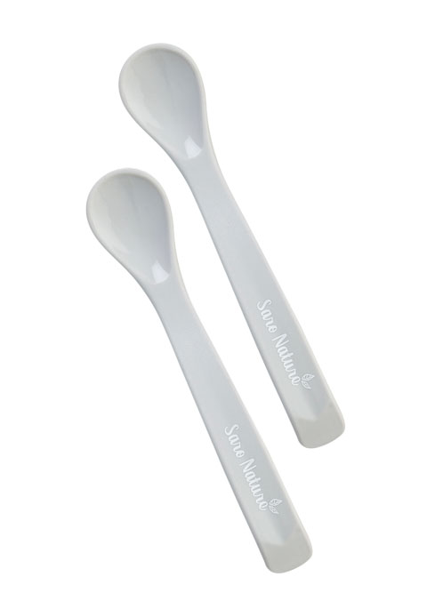 Set 2 lingurițe silicon Saro Baby, gri
