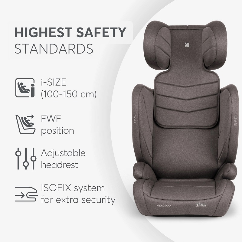 Scaun auto Kikkaboo i-Stand Brown, Isofix, 100-150 cm - imagine 5