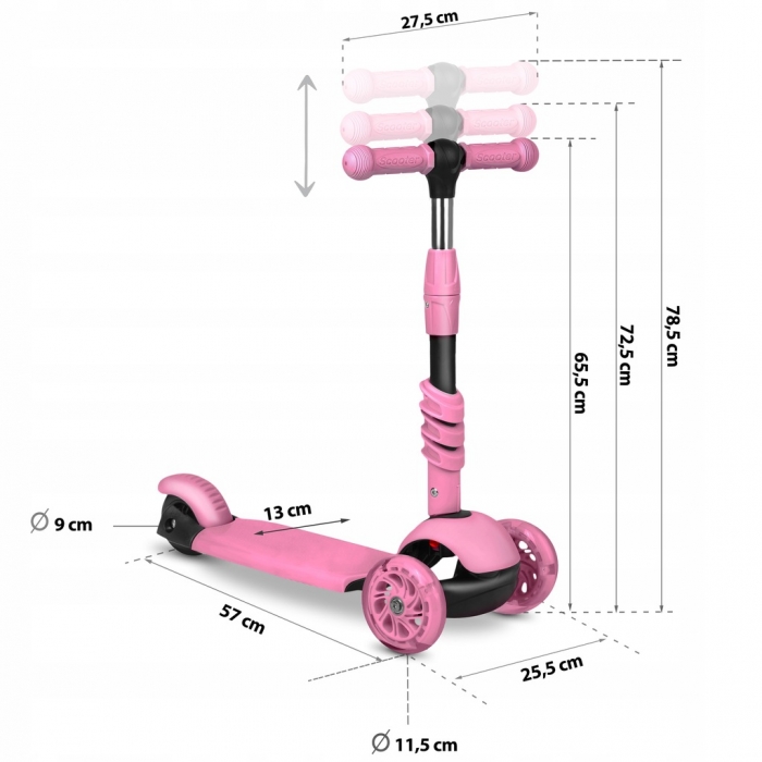 Trotineta 4 in 1 Ricokids Todi Roz cu Maner Parental - imagine 9