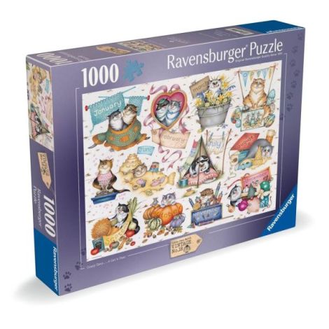 Puzzle Ravensburger 1000 Piese Calendarul Pisicilor - imagine 2