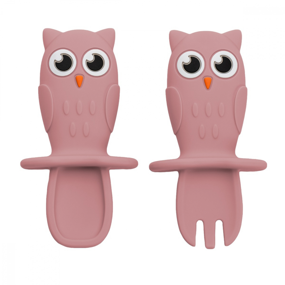 Set Tacamuri Silicon AppeKids Owl Old Rose - imagine 5
