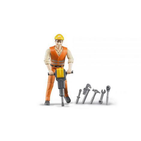 Bruder Figurina Muncitor Constructii cu Accesorii - imagine 2