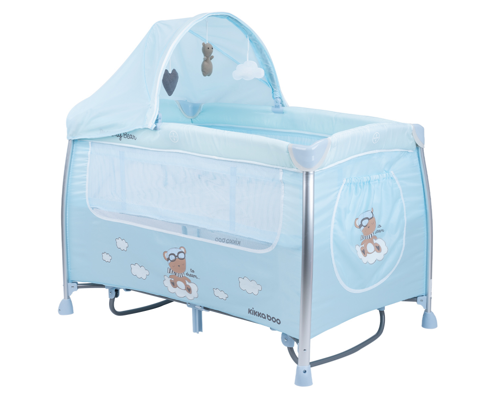 Patut KikkaBoo Dreamy Bear pliabil 2 nivele - imagine 4