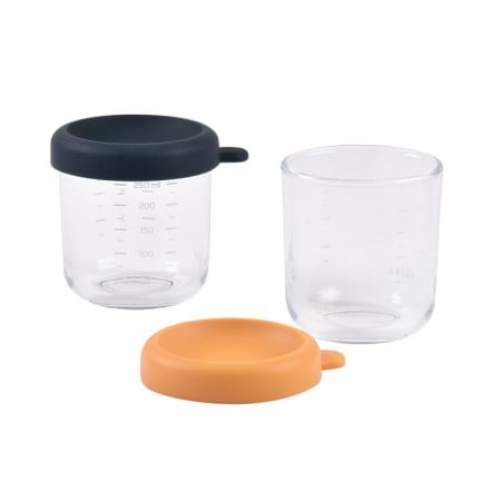 Set 2 Recipiente Sticlă Beaba 250 ml, Night Blue