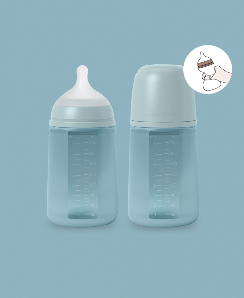 Biberon Suavinex Silicon Moale 240ml Albastru - imagine 2