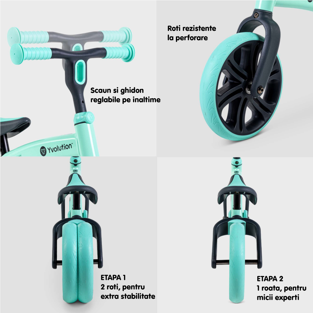 Bicicleta Yvolution Y Velo Junior Verde, Fără Pedale - imagine 4
