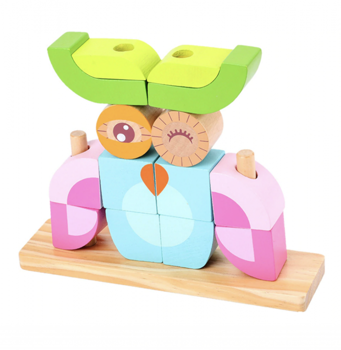 Puzzle 3D Bufnita Krista | Jucarie Montessori Lemn