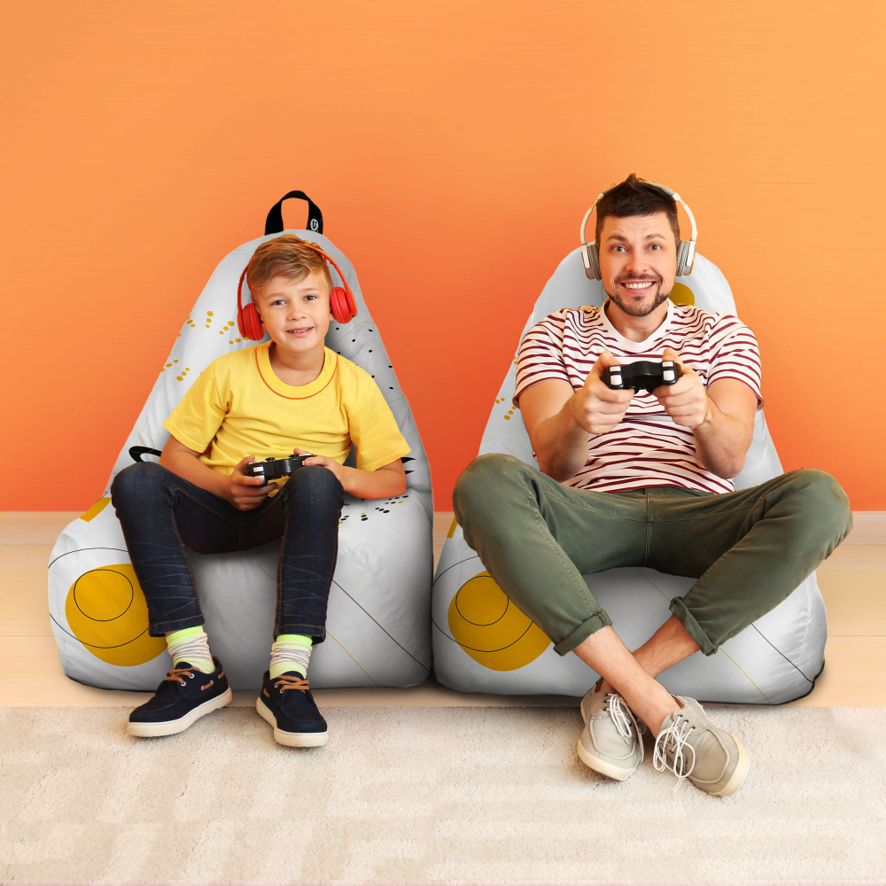 Fotoliu Puf Updeco Chill XL Alb-Galben - imagine 4