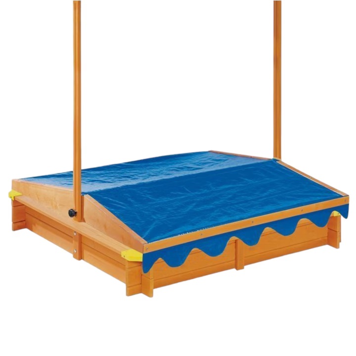 Cutie de nisip Ginger Home Blue cu copertină, 117x117 cm - imagine 2