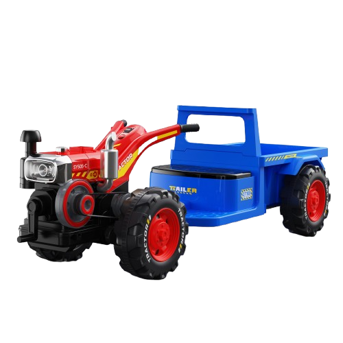 Motocultor electric copii 3-6 ani, Kinderauto BJLW1288, 70W 12V, telecomanda, Albastru