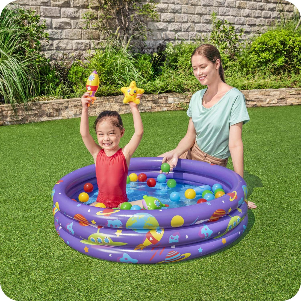 Piscina Bestway cu Bile si Jucarii, Mov, 102x25 cm - imagine 5