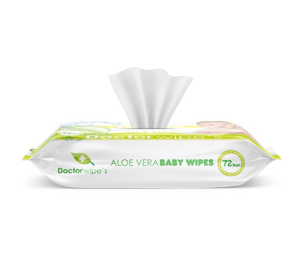 Doctor Wipes Aloe Vera 72buc Cutie Capac - imagine 2