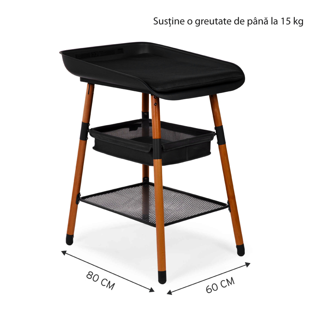 Masa de infasat Childhome Evolux, 4 inaltimi, Nuc/Negru - imagine 5