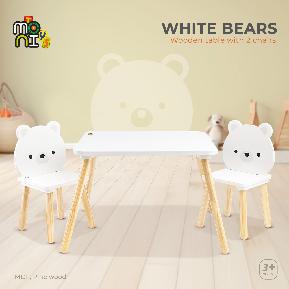 Set Masa Moni White Bears - Mobilier Copii Sigur
