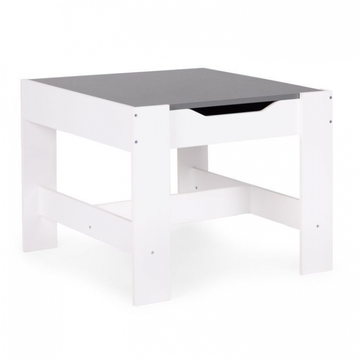 Ecotoys Masă cu 2 scaune copii alb-gri cu depozitare - imagine 2