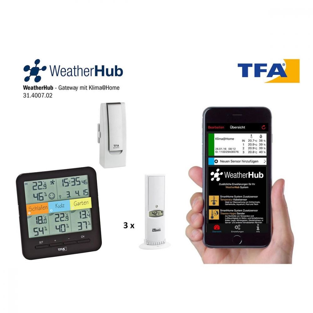 Sistem Meteo SmartHome TFA Weatherhub cu 3 Senzori - imagine 2