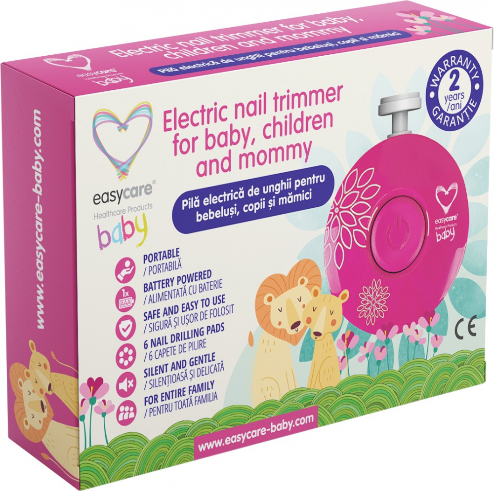 Pilă Electrică Unghii Bebeluși Easycare Baby, 6 Capete, Roz - imagine 2