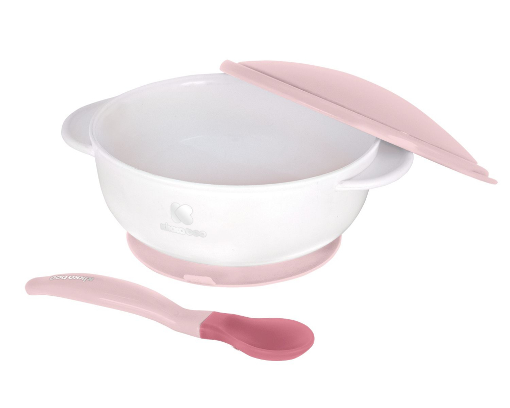 KikkaBoo Bol Pink cu Ventuză și Lingură Senzor - imagine 2