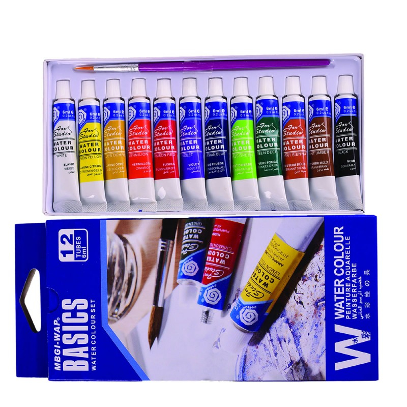 Set Tempera Colorart, 12 Culori, Tuburi 6ml cu Pensulă