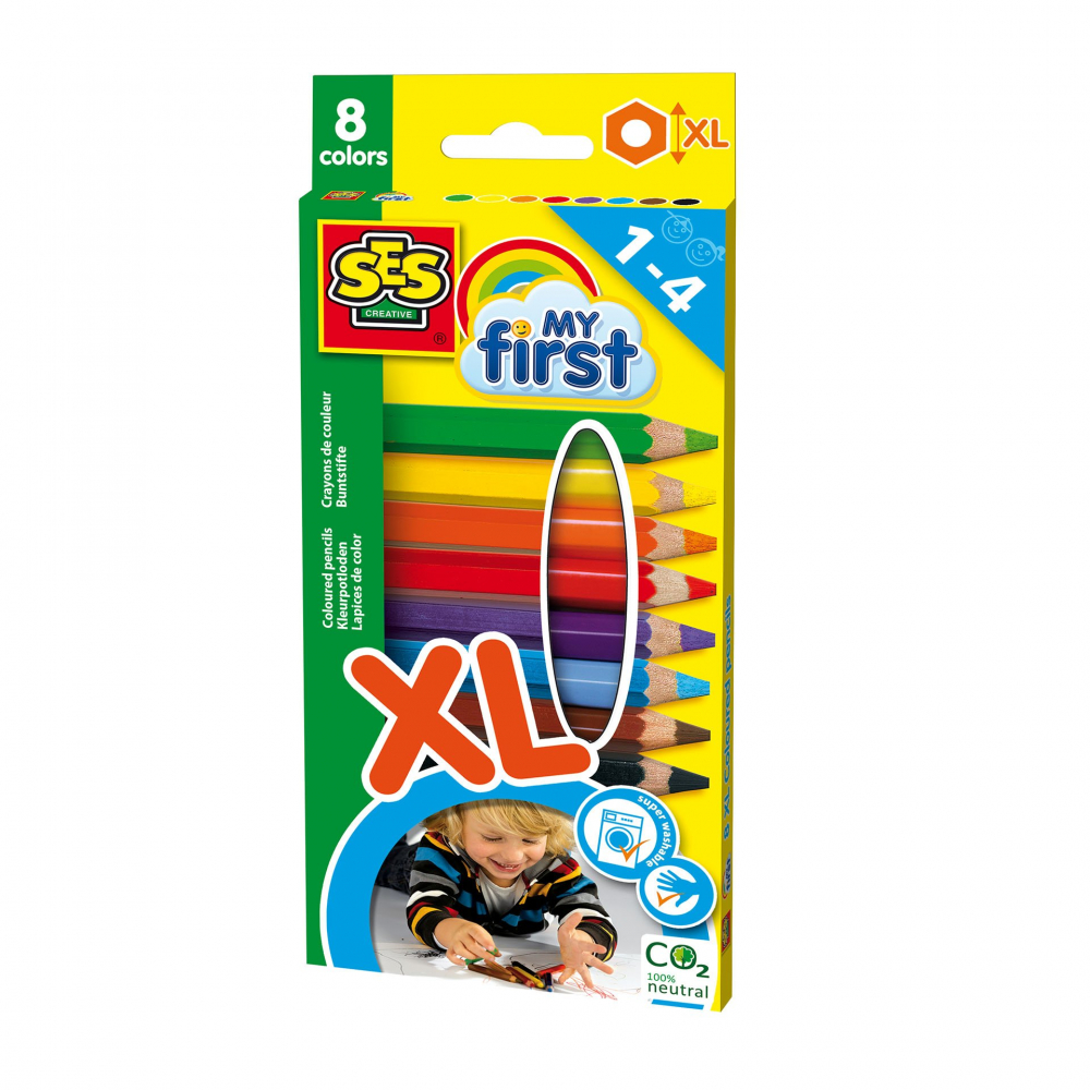 Set Creioane Colorate XL Ses Creative, 8 Bucăți, 1-4 Ani