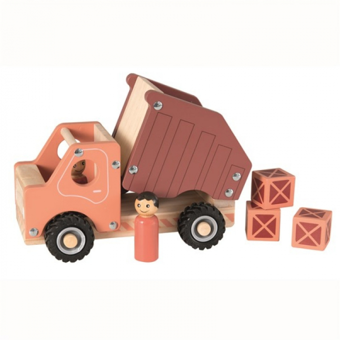 Camion din Lemn Egmont Toys cu Șofer și Cuburi