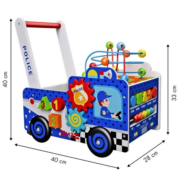 Antepremergător Ecotoys Mașină Poliție, Lemn - imagine 2