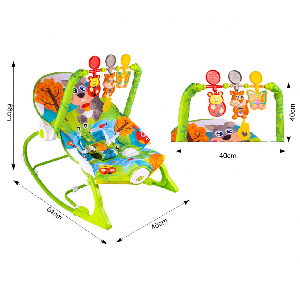 Balansoar Malplay Copii cu Vibratii si Muzica, Green - imagine 8