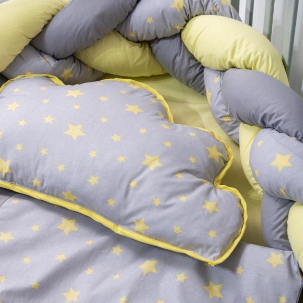 Lenjerie Patut 6 Piese Mykids Gray-Yellow 120x60