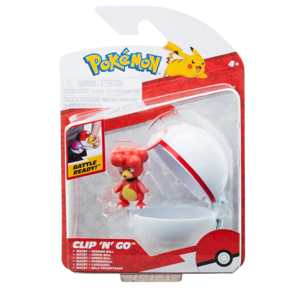 Figurina Pokemon Magby Clip N Go cu Premier Ball