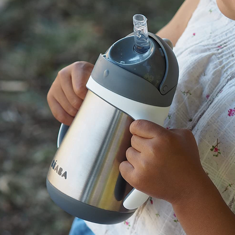 Cana Inox Beaba 250 ml, Mineral Grey - imagine 3