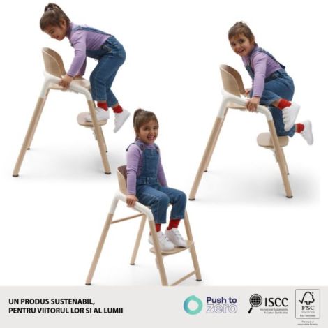 Scaun Bugaboo Giraffe Warm Wood Grey - Reglabil și Durabil - imagine 6