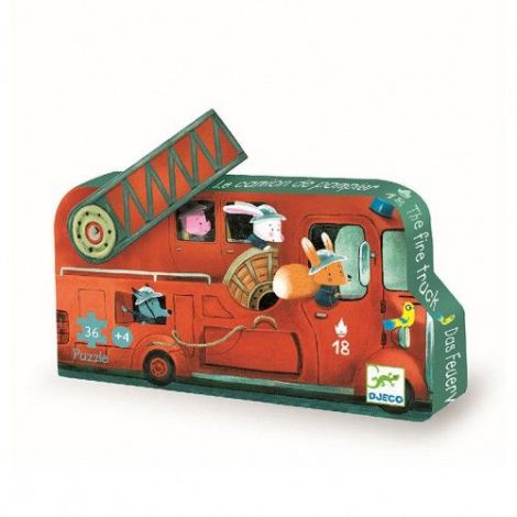 Puzzle Djeco Mașina de Pompieri 16 piese