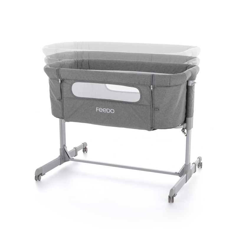 Patut co-sleeper Feedo pliabil gri 0-5 luni