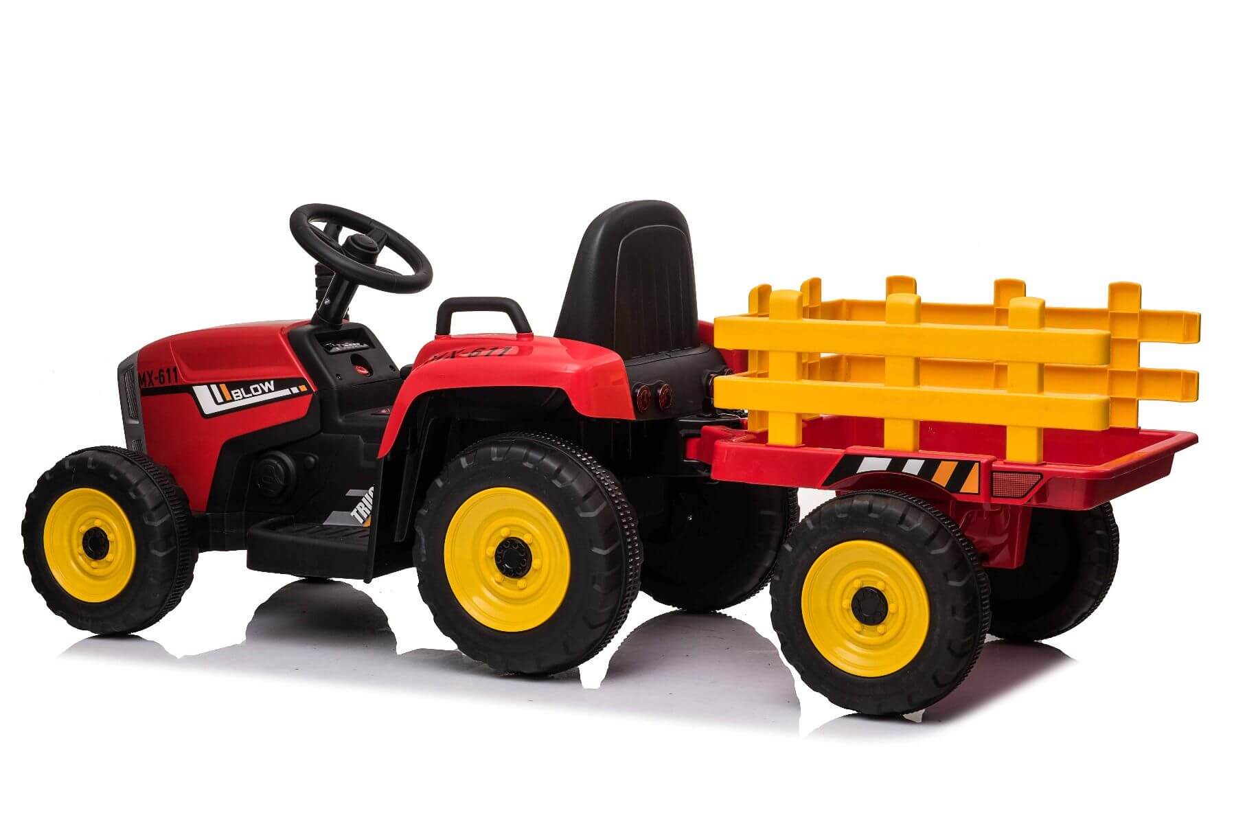 Tractor Electric Copii cu Remorca Rosu | Autokids - imagine 5
