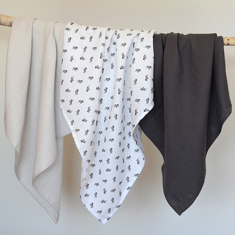 Set 3 Museline Beaba Bumbac Organic 70x70 cm - imagine 2