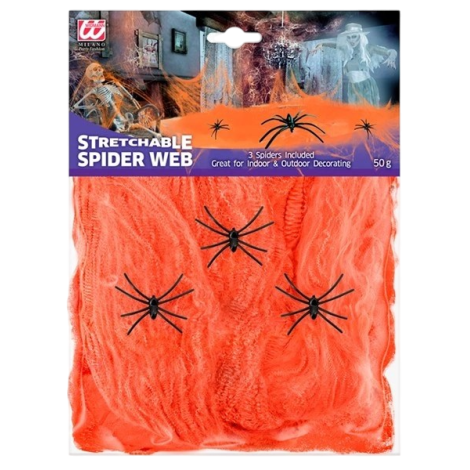 Pânză Păianjen Portocalie Widmann | Decor Halloween 50g