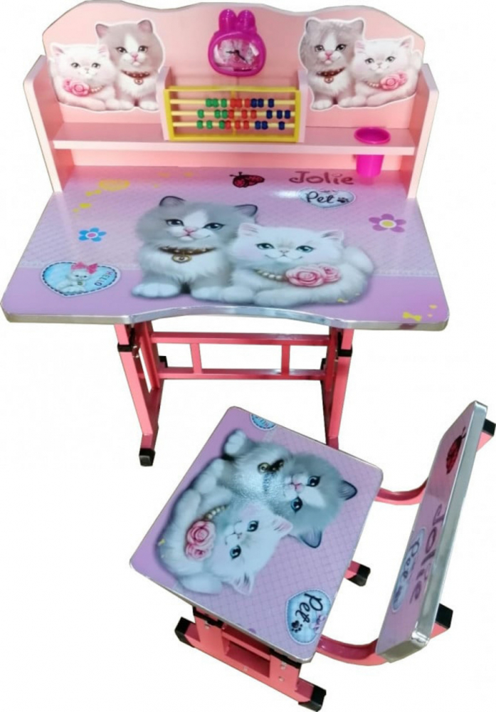Birou copii Novokids Pisicute Roz cu jucării - imagine 3