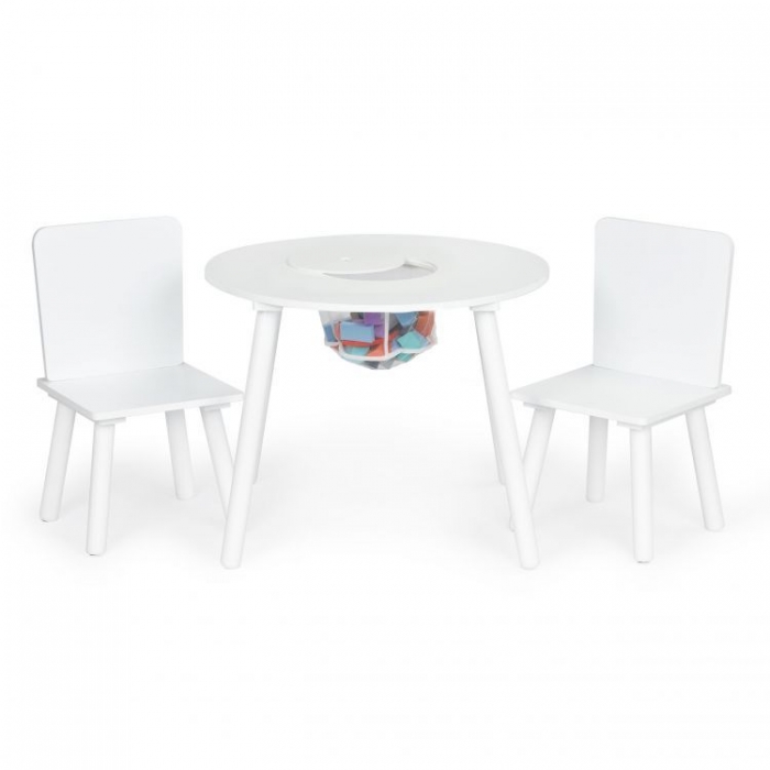 Set Masa+Scaune Ecotoys cu Depozitare Alb - imagine 4