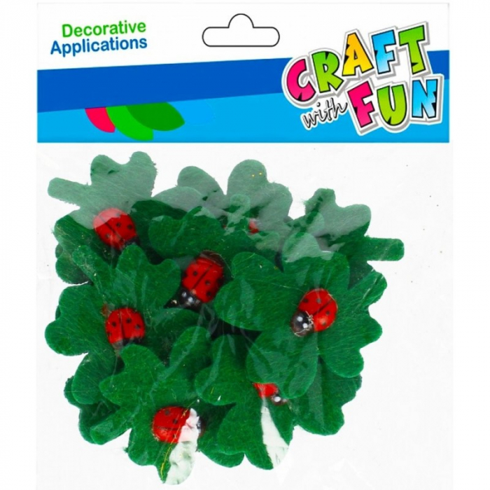 Set 12 Trifoi cu Buburuză Decorativi | Craft with Fun