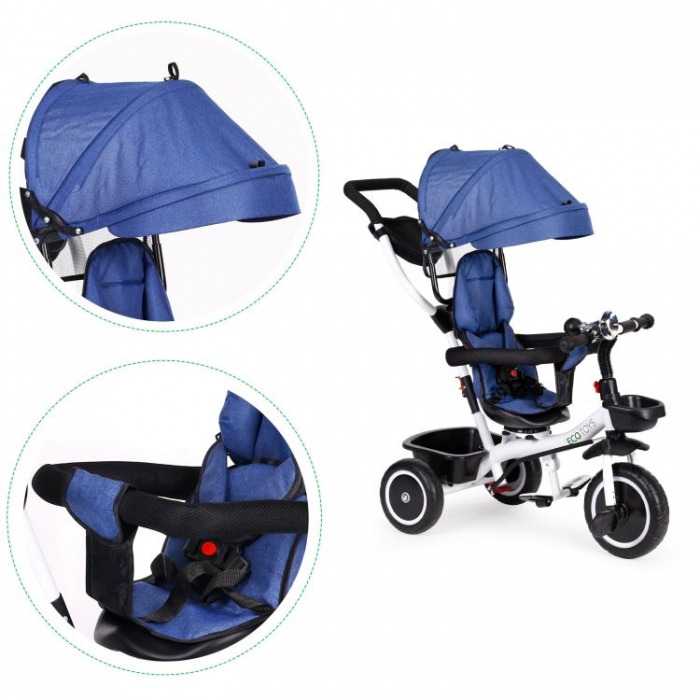 Tricicleta Ecotoys Albastru, 6 Luni+ | Siguranta Si Confort - imagine 5